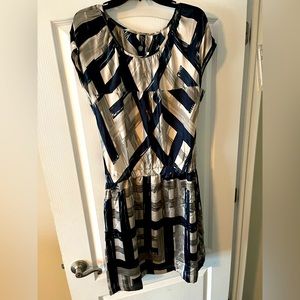 Grey and Navy Silky Dress